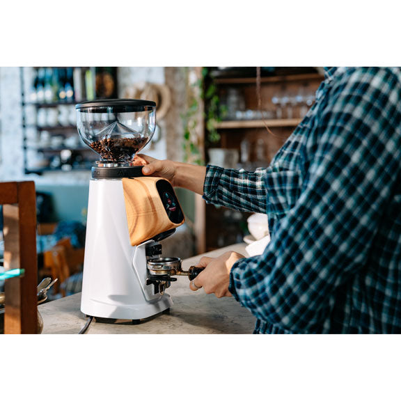 Fiorenzato AllGround Sense All Purpose Home Coffee Grinder - White w/ Wood